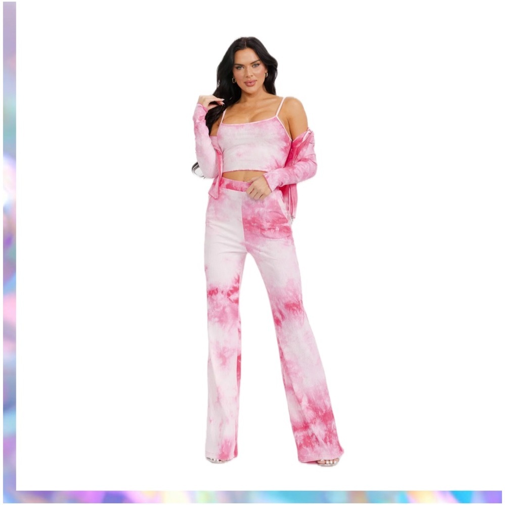 Rosevelvet Trendy Pink and White Tie-Dye 3 Y2K Piece Set NWT S, M, L